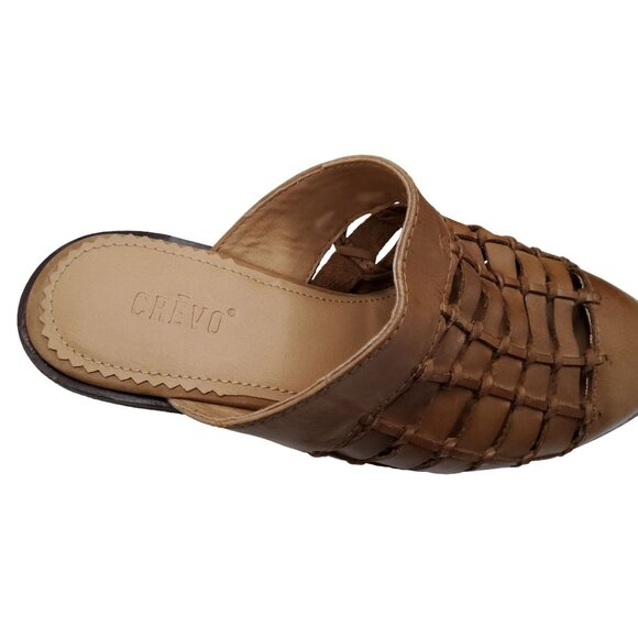 crevo womens "lavender" leatherslide on 2" heel sandals. - Picture 2 of 6